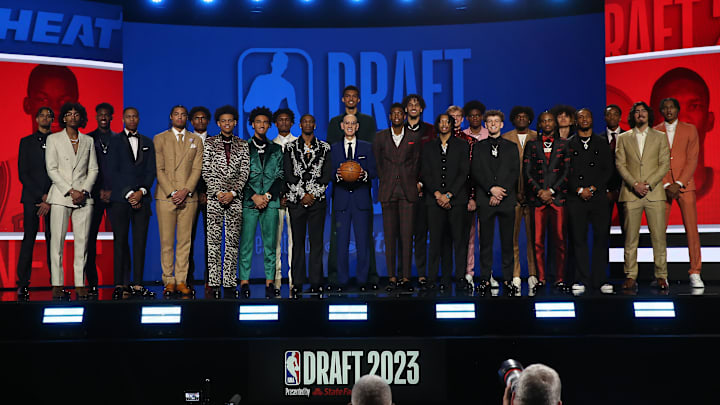Jun 22, 2023; Brooklyn, NY, USA; NBA commissioner Adam Silver poses for photos with the 2023 NBA