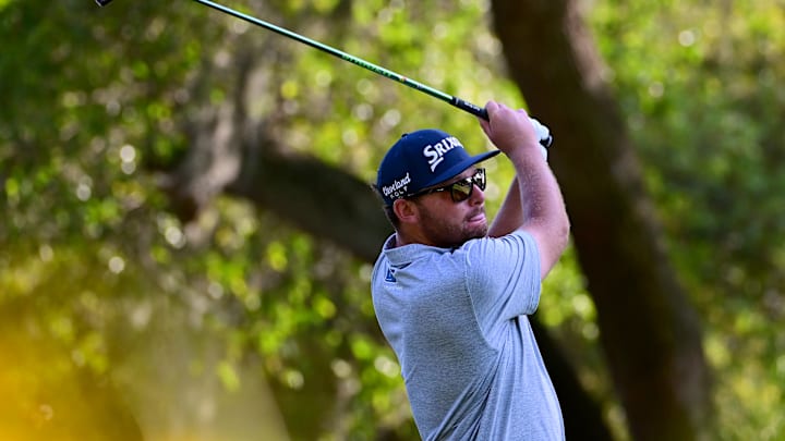 Matthew NeSmith tees off during the second round of the 2022 Valspar Championship at the Copperhead Course at Innisbrook