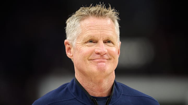 Apr 10, 2026; Sacramento, California, USA; Golden State Warriors head coach Steve Kerr looks on before the start of the game against the Sacramento Kings at Golden 1 Center. Mandatory Credit: Robert Edwards-Imagn Images