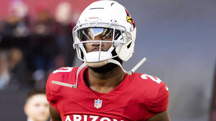 Dec 7, 2025; Glendale, Arizona, USA; Arizona Cardinals running back Bam Knight (20) against the Los Angeles Rams at State Farm Stadium. Mandatory Credit: Mark J. Rebilas-Imagn Images Dec 7, 2025; Glendale, Arizona, USA; Arizona Cardinals running back Bam Knight (20) against the Los Angeles Rams at State Farm Stadium. Mandatory Credit: Mark J. Rebilas-Imagn Images