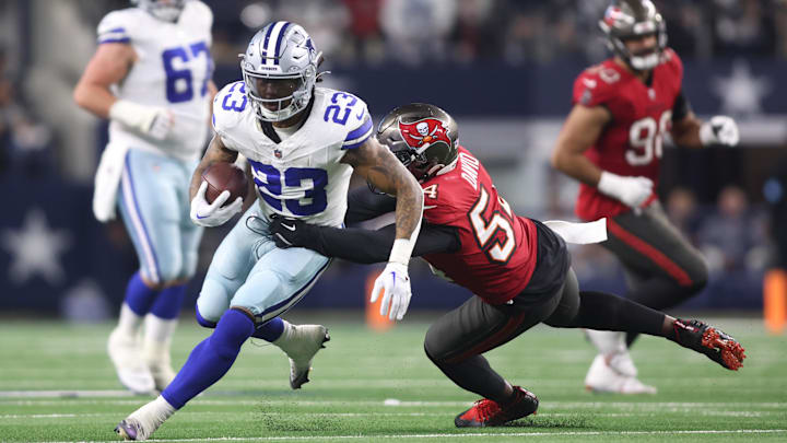 Dallas Cowboys running back Rico Dowdle runs the ball against the Tampa Bay Buccaneers in the first half Dallas Cowboys running back Rico Dowdle runs the ball against the Tampa Bay Buccaneers in the first half