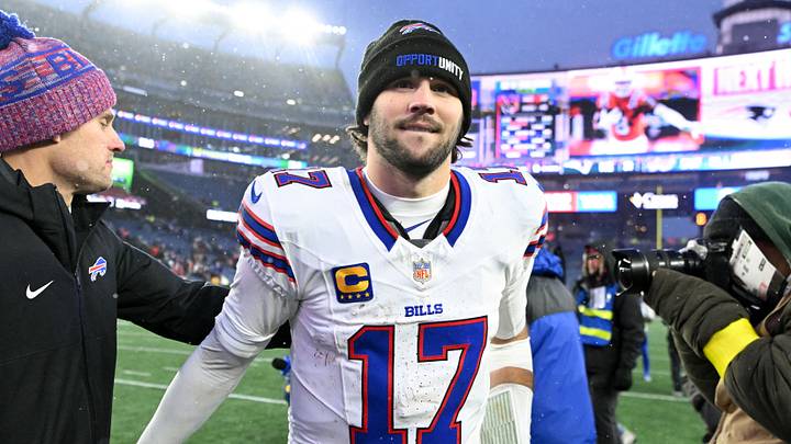 Dec 14, 2025; Foxborough, Massachusetts, USA; Buffalo Bills quarterback Josh Allen (17) walks off of the field after a game against the New England Patriots during the second half at Gillette Stadium. Dec 14, 2025; Foxborough, Massachusetts, USA; Buffalo Bills quarterback Josh Allen (17) walks off of the field after a game against the New England Patriots during the second half at Gillette Stadium.