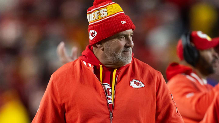 Kansas City Chiefs special teams coordinator Dave Toub against the Buffalo Bills in the AFC Championship game at GEHA Field at Arrowhead Stadium.