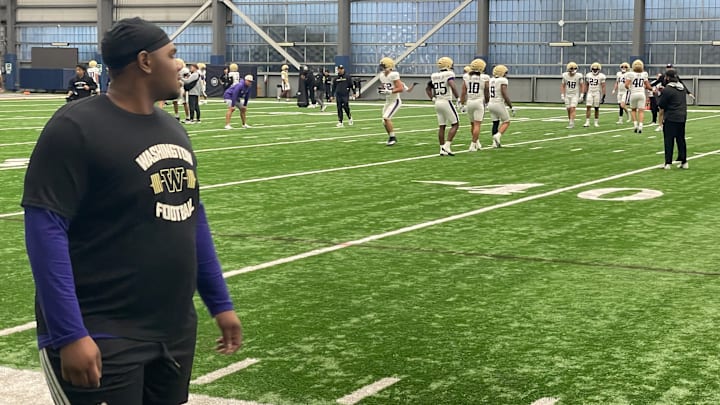 Kai McClendon from Mississippi State is recovering from a knee injury, but still able to show some of his physical prowess. 