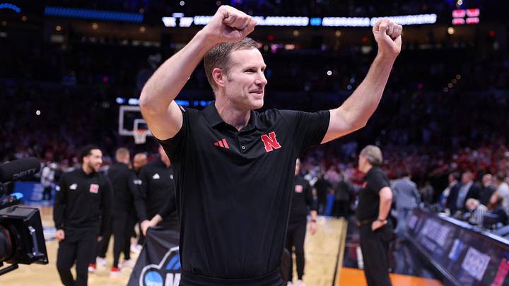Fred Hoiberg celebrates after defeating the Vanderbilt Commodores in a second-round game of the men's 2026 NCAA Tournament.