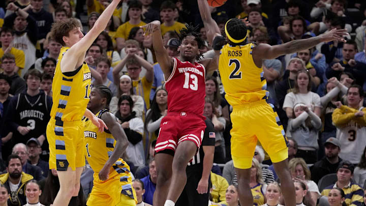Wisconsin's Camren Hunter battles against Marquette last week. 