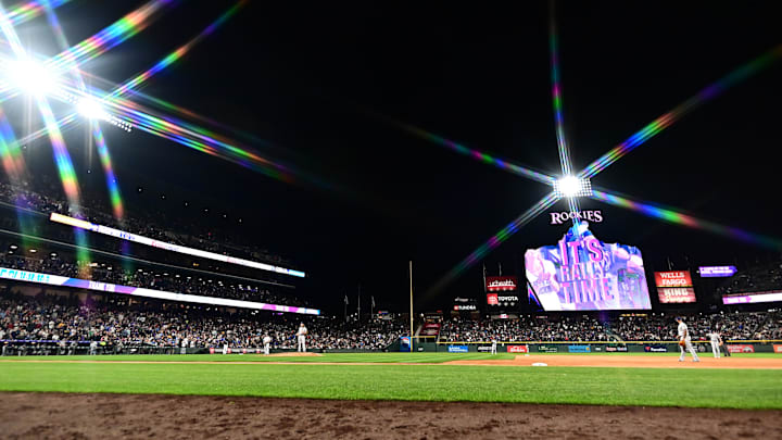 Sep 28, 2019; Denver, CO, USA; General wide view of the bottom of the ninth inning between the Milwaukee Brewers against the Colorado Rockies at Coors Field.