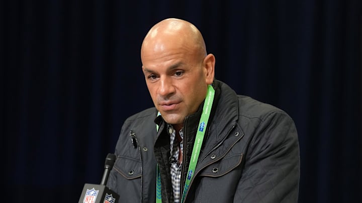 Feb 24, 2026; Indianapolis, IN, USA; Tennessee Titans coach Robert Saleh speaks at the NFL Scouting Combine at the Indiana Convention Center. Mandatory Credit: Kirby Lee-Imagn Images Feb 24, 2026; Indianapolis, IN, USA; Tennessee Titans coach Robert Saleh speaks at the NFL Scouting Combine at the Indiana Convention Center. Mandatory Credit: Kirby Lee-Imagn Images