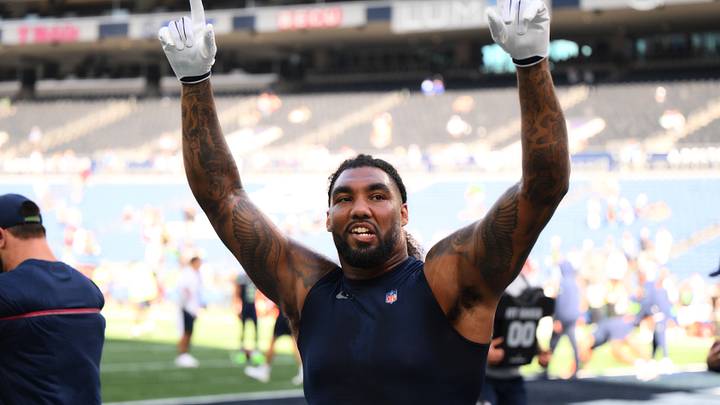 Seattle Seahawks defensive tackle Leonard Williams (99) warms up before a game agains the New England Patriots. Seattle Seahawks defensive tackle Leonard Williams (99) warms up before a game agains the New England Patriots.