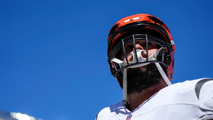 Cincinnati Bengals guard Lucas Patrick (62) heads for the locker room with an injury in the second quarter of the NFL Week 1 game between the Cleveland Browns and the Cincinnati Bengals at Huntington Bank Field in Cleveland on Sunday, Sept. 7, 2025. Cincinnati Bengals guard Lucas Patrick (62) heads for the locker room with an injury in the second quarter of the NFL Week 1 game between the Cleveland Browns and the Cincinnati Bengals at Huntington Bank Field in Cleveland on Sunday, Sept. 7, 2025.