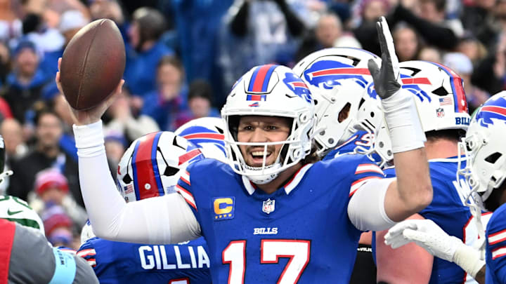 Bills quarterback Josh Allen (17) leads the NFL MVP odds market. 