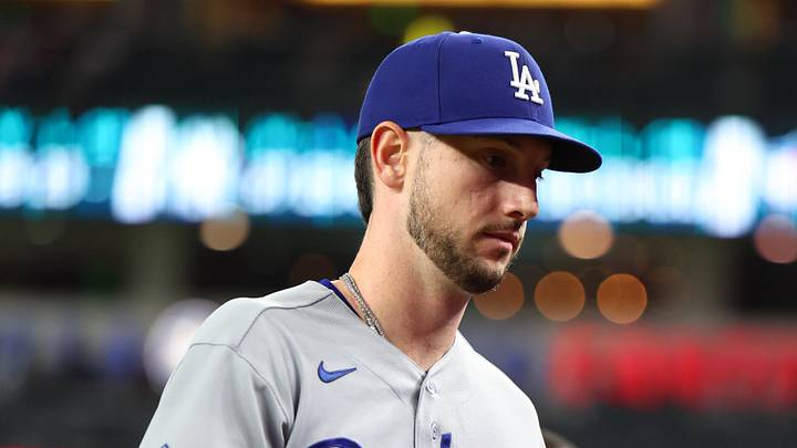 Jun 4, 2026; Phoenix, Arizona, USA; Los Angeles Dodgers right fielder Kyle Tucker (23)  walks to the dugout after warming up before the game against the Arizona Diamondbacks at Chase Field. Mandatory Credit: Anna Carrington-Imagn Images