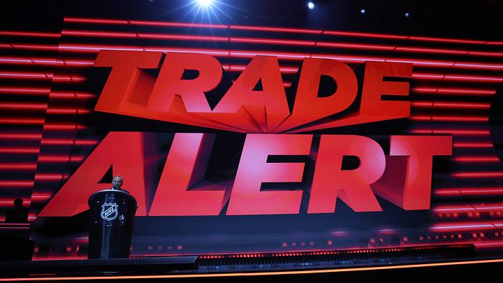 Jun 26, 2026; Buffalo, New York, USA; NHL commissioner Gary Bettman announces a trade during the first round of the 2026 NHL Draft at KeyBank Center. Mandatory Credit: Timothy T. Ludwig-Imagn Images