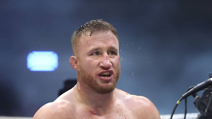 Jun 14, 2026; Washington, D.C., USA; Justin Gaethje (blue gloves) celebrates after winning the UFC Freedom 250 fight against Ilia Topuria (not pictured) at the White House South Lawn. Mandatory Credit: Amber Searls-Imagn Images Jun 14, 2026; Washington, D.C., USA; Justin Gaethje (blue gloves) celebrates after winning the UFC Freedom 250 fight against Ilia Topuria (not pictured) at the White House South Lawn. Mandatory Credit: Amber Searls-Imagn Images