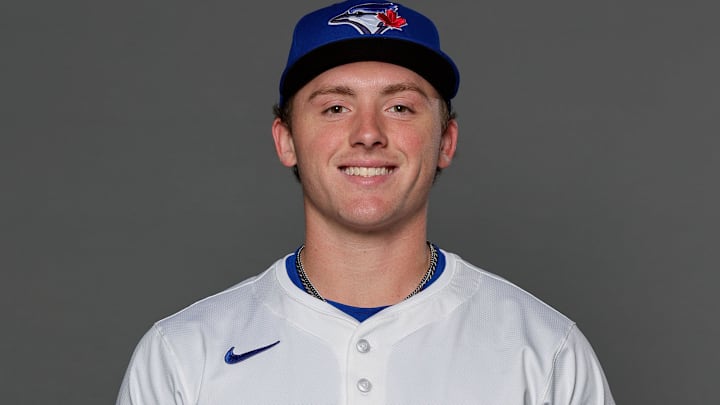 Feb 20, 2026; Dunedin, FL, USA; Toronto Blue Jays pitcher Gage Stanifer (40) poses for a photo during media day at the Player Development Complex. Mandatory Credit: Mike Watters-Imagn Images