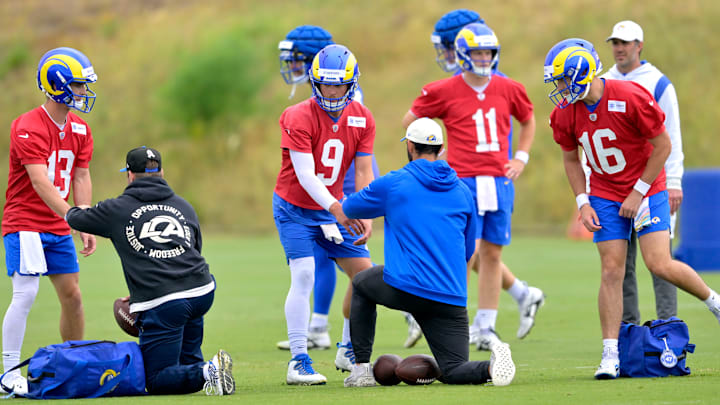 Los Angeles Rams Offseason Workout Stetson Bennett, Brett Rypien, Matthew Stafford, Dresser Winn