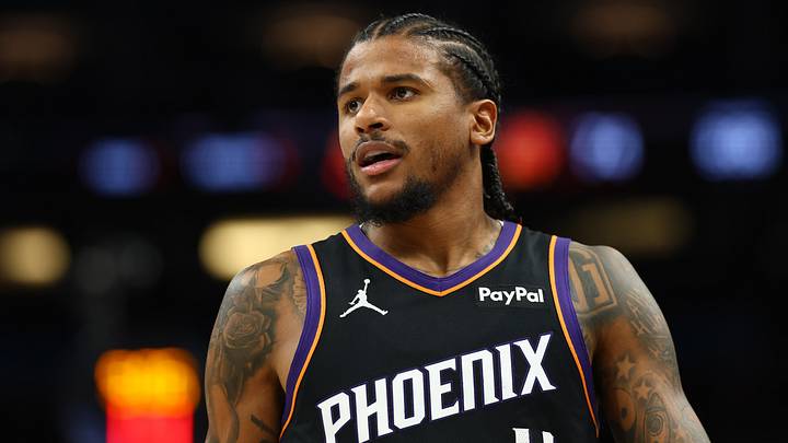 Apr 27, 2026; Phoenix, Arizona, USA; Phoenix Suns guard Jalen Green (4) against the Oklahoma City Thunder during game four of the first round of the 2026 NBA Playoffs at Mortgage Matchup Center. Mandatory Credit: Mark J. Rebilas-Imagn Images Apr 27, 2026; Phoenix, Arizona, USA; Phoenix Suns guard Jalen Green (4) against the Oklahoma City Thunder during game four of the first round of the 2026 NBA Playoffs at Mortgage Matchup Center. Mandatory Credit: Mark J. Rebilas-Imagn Images