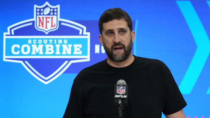 Feb 27, 2024; Indianapolis, IN, USA;Philadelphia Eagles head coach Nick Sirianni speaks during a