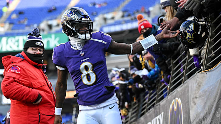 Baltimore Ravens quarterback Lamar Jackson arrives before the game against the Cleveland Browns. Baltimore Ravens quarterback Lamar Jackson arrives before the game against the Cleveland Browns.