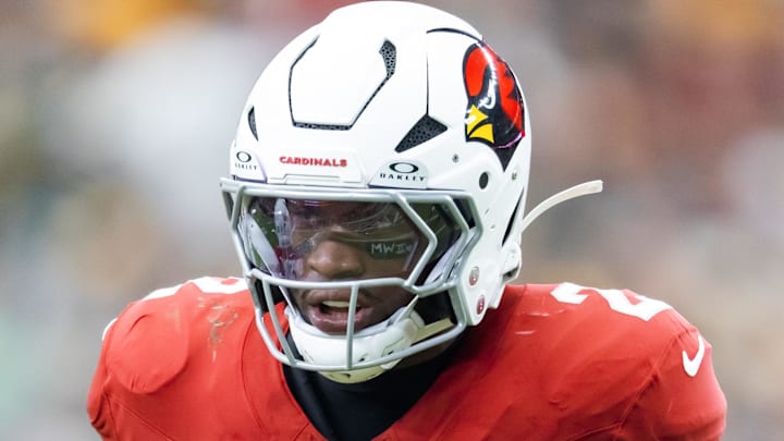 Oct 19, 2025; Glendale, Arizona, USA; Arizona Cardinals linebacker Mack Wilson Sr. (2) against the Green Bay Packers at State Farm Stadium. Mandatory Credit: Mark J. Rebilas-Imagn Images