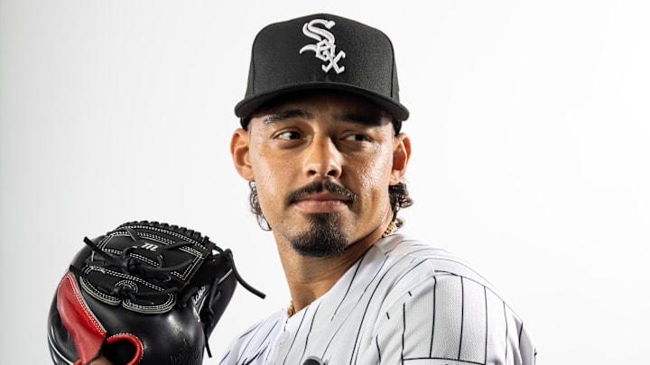 Feb 17, 2026; Glendale, AZ, USA; Chicago White Sox pitcher Jordan Hicks poses for a portrait during photo day at Camelback Ranch. Mandatory Credit: Mark J. Rebilas-Imagn Images