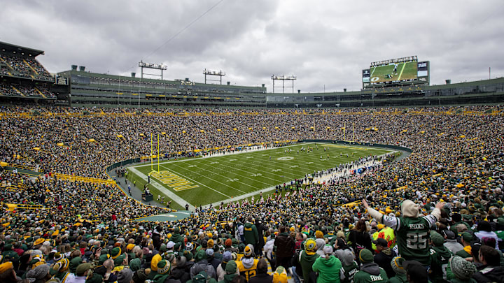 A general view inside Lambeau Field ahead of the Green Bay Packers' matchup vs. the Minnesota Vikings Sunday afternoon.