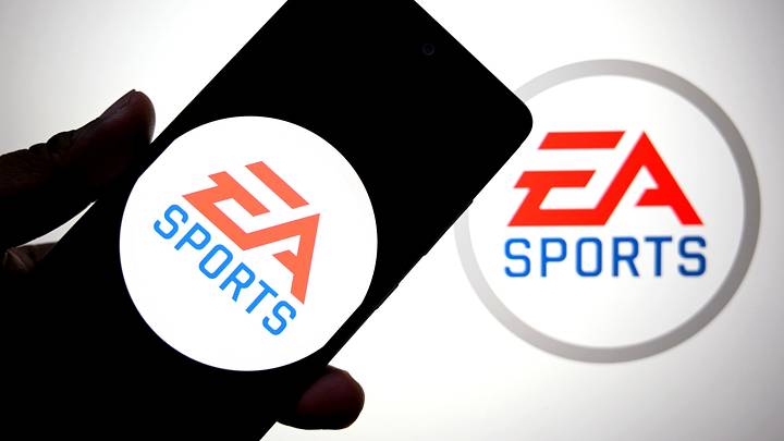 In this photo illustration, an EA Sports logo is seen