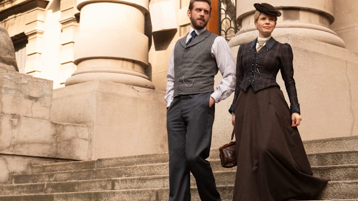 MASTERPIECE
Miss Scarlet, Season 5

Episode Three: “The Thames Reaper”
Sunday, January 26 at 8/7c on PBS

With a notorious serial killer on the loose Eliza is caught in the middle of a clash between Fleet Street and Scotland Yard.

Shown L-R: Alexander Blake (Tom Durant Pritchard), Eliza Scarlet (Kate Phillips) 

Photographer: Sever Zolak 

For editorial use only.

Courtesy of Miss Scarlet Limited and MASTERPIECE.