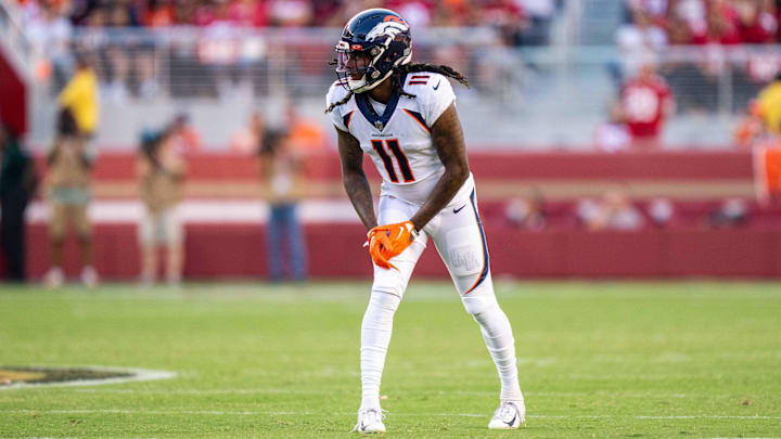 August 19, 2023; Santa Clara, California, USA; Denver Broncos wide receiver Marquez Callaway (11) during the third quarter against the San Francisco 49ers at Levi's Stadium. Mandatory Credit: Kyle Terada-Imagn Images August 19, 2023; Santa Clara, California, USA; Denver Broncos wide receiver Marquez Callaway (11) during the third quarter against the San Francisco 49ers at Levi's Stadium. Mandatory Credit: Kyle Terada-Imagn Images