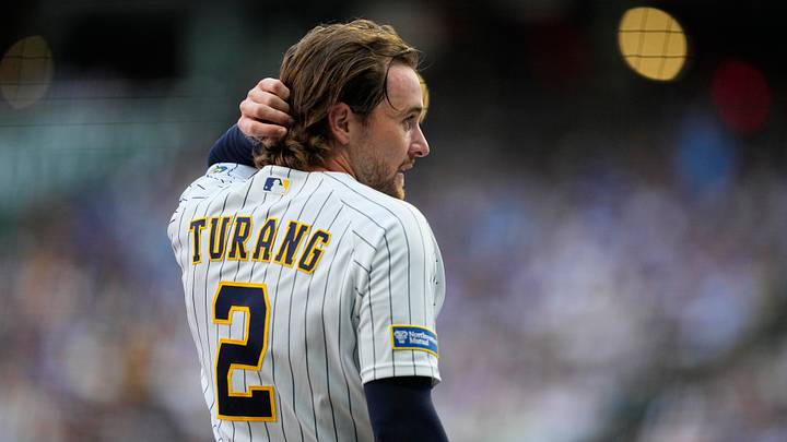 Aug 8, 2026; Milwaukee, Wisconsin, USA; Milwaukee Brewers second baseman Brice Turang (2) during the game against the Minnesota Twins at American Family Field. Mandatory Credit: Jeff Hanisch-Imagn Images Aug 8, 2026; Milwaukee, Wisconsin, USA; Milwaukee Brewers second baseman Brice Turang (2) during the game against the Minnesota Twins at American Family Field. Mandatory Credit: Jeff Hanisch-Imagn Images