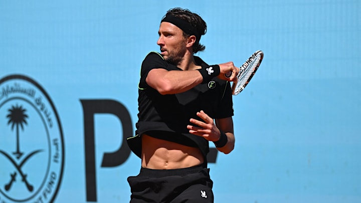 Arthur Rinderknech debuted his first Psycho Bunny kit at the Italian Open.