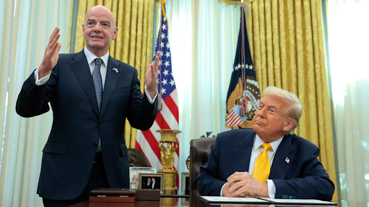 Donald Trump (right) had the president of FIFA Gianni Infantino in the White House this week