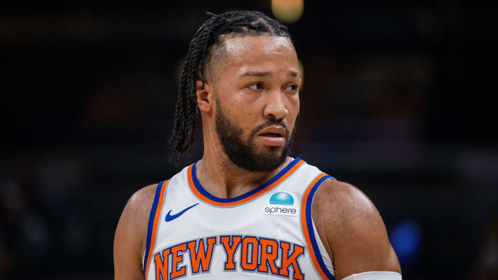 May 17, 2024; Indianapolis, Indiana, USA; New York Knicks guard Jalen Brunson (11) during game six of the second round for the 2024 NBA playoffs against the Indiana Pacers at Gainbridge Fieldhouse. Mandatory Credit: Trevor Ruszkowski-USA TODAY Sports
