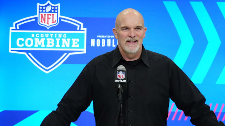 Feb 27, 2024; Indianapolis, IN, USA; Washington Commanders coach Dan Quinn during the NFL Scouting