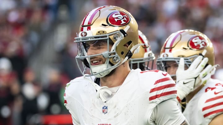 Jan 5, 2025; Glendale, Arizona, USA; San Francisco 49ers wide receiver Ricky Pearsall (14) against the Arizona Cardinals at State Farm Stadium. Jan 5, 2025; Glendale, Arizona, USA; San Francisco 49ers wide receiver Ricky Pearsall (14) against the Arizona Cardinals at State Farm Stadium.