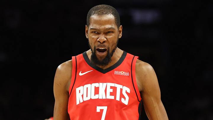 Apr 7, 2026; Phoenix, Arizona, USA; Houston Rockets forward Kevin Durant (7) reacts against the Phoenix Suns at Mortgage Matchup Center. Mandatory Credit: Mark J. Rebilas-Imagn Images Apr 7, 2026; Phoenix, Arizona, USA; Houston Rockets forward Kevin Durant (7) reacts against the Phoenix Suns at Mortgage Matchup Center. Mandatory Credit: Mark J. Rebilas-Imagn Images