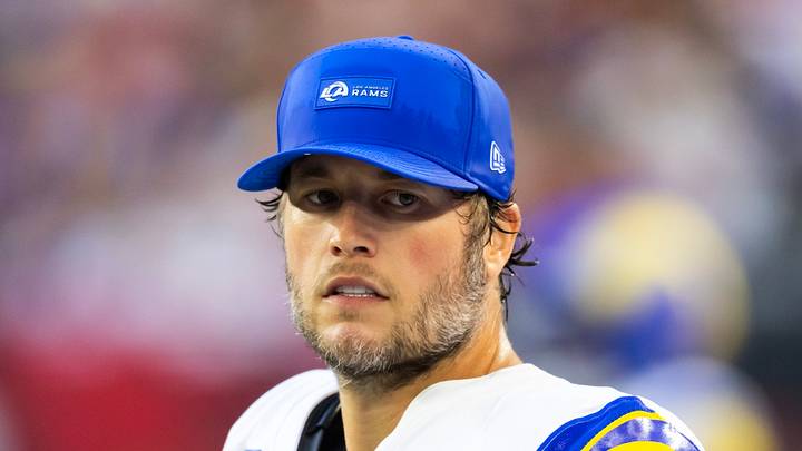Los Angeles Rams quarterback Matthew Stafford (9) looks on