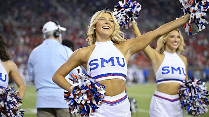 Sep 6, 2024: SMU cheerleaders during the game between the Southern Methodist Mustangs and the Brigham Young Cougars