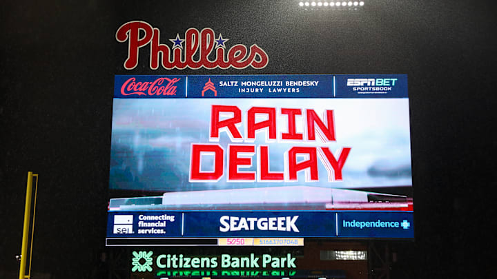 Philadelphia Phillies vs. Miami Marlins rain delay at Citizens Bank Park