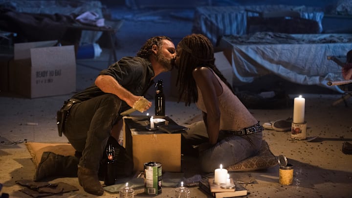 Andrew Lincoln as Rick Grimes, Danai Gurira as Michonne - The Walking Dead _ Season 7, Episode 12 - Photo Credit: Gene Page/AMC 