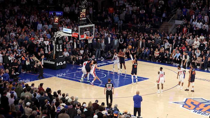 Apr 21, 2025; New York, New York, USA; New York Knicks guard Jalen Brunson (11) takes a foul shot against the Detroit Pistons during the fourth quarter of game two of the first round of the 2024 NBA Playoffs at Madison Square Garden. Mandatory Credit: Brad Penner-Imagn Images Apr 21, 2025; New York, New York, USA; New York Knicks guard Jalen Brunson (11) takes a foul shot against the Detroit Pistons during the fourth quarter of game two of the first round of the 2024 NBA Playoffs at Madison Square Garden. Mandatory Credit: Brad Penner-Imagn Images