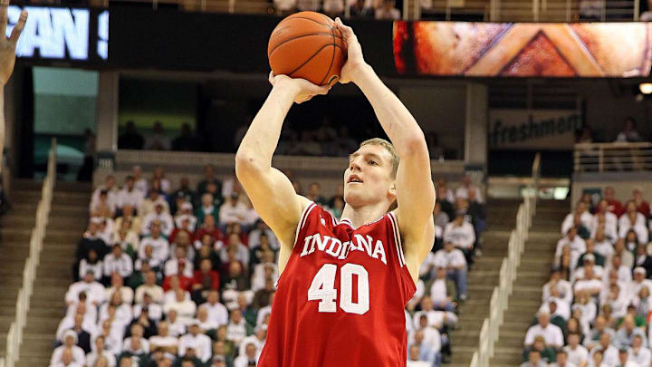 Indiana Hoosiers forward Cody Zeller shoots a 3-pointer against Michigan State at Jack Breslin Students Events Center.