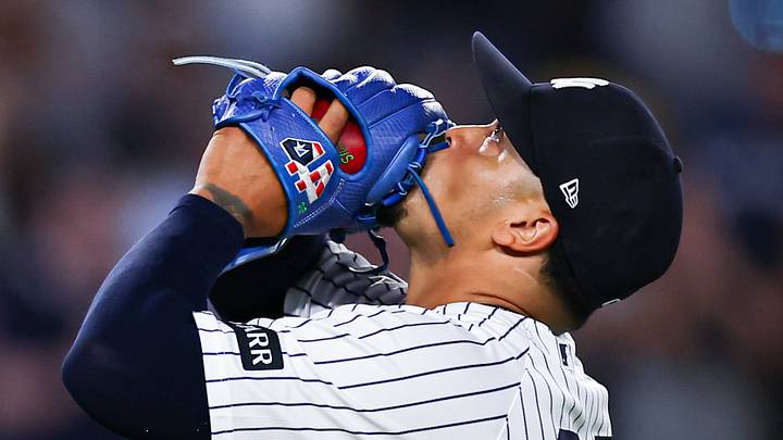 Jul 20, 2026; Bronx, New York, USA; New York Yankees pitcher Fernando Cruz (63) reacts after closing the ninth inning against the Pittsburgh Pirates at Yankee Stadium. Mandatory Credit: Vincent Carchietta-Imagn Images Jul 20, 2026; Bronx, New York, USA; New York Yankees pitcher Fernando Cruz (63) reacts after closing the ninth inning against the Pittsburgh Pirates at Yankee Stadium. Mandatory Credit: Vincent Carchietta-Imagn Images