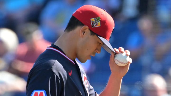 Feb 21, 2026; Phoenix, Arizona, USA;  Cleveland Guardians pitcher Joey Cantillo (54) in the third inning against the against the Milwaukee Brewers at American Family Fields of Phoenix. Mandatory Credit: Jayne Kamin-Oncea-Imagn Images