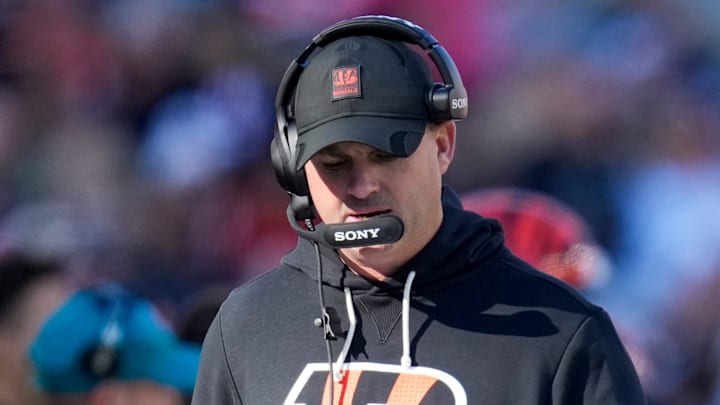 Cincinnati Bengals head coach Zac Taylor walks the sideline in the first quarter of the NFL Week 12 game between the Cincinnati Bengals and the New England Patriots at Paycor Stadium in downtown Cincinnati on Sunday, Nov. 23, 2025. Cincinnati Bengals head coach Zac Taylor walks the sideline in the first quarter of the NFL Week 12 game between the Cincinnati Bengals and the New England Patriots at Paycor Stadium in downtown Cincinnati on Sunday, Nov. 23, 2025.