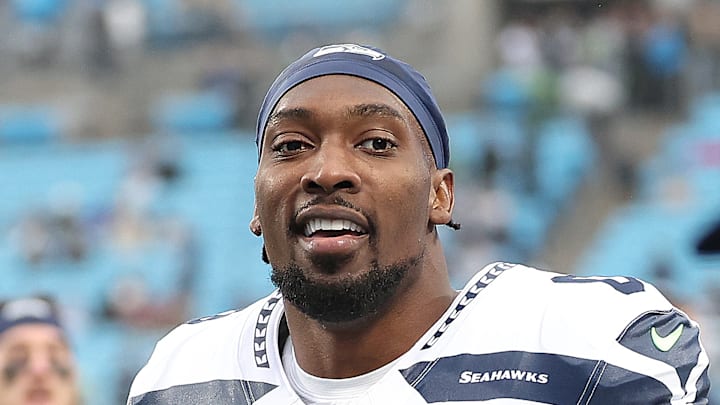 DeMarcus Lawrence of the Seattle Seahawks smiles