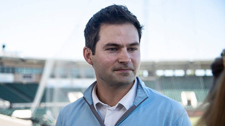 Detroit Tigers president of baseball operations Scott Harris speaks to media members during spring training at Joker Marchant Stadium in Lakeland, Fla. on Wednesday, Feb. 14, 2024.