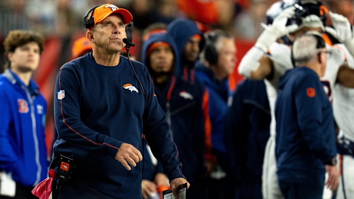 Denver Broncos head coach Sean Payton looks on in the third quarter of the NFL game against the Cincinnati Bengals at Paycor Stadium in Cincinnati on Saturday, Dec. 28, 2024. Denver Broncos head coach Sean Payton looks on in the third quarter of the NFL game against the Cincinnati Bengals at Paycor Stadium in Cincinnati on Saturday, Dec. 28, 2024.
