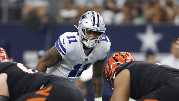 Sep 18, 2022; Arlington, Texas, USA; Dallas Cowboys linebacker Micah Parsons (11) looks into the backfield during the game against the Cincinnati Bengals  at AT&T Stadium. Mandatory Credit: Tim Heitman-Imagn Images