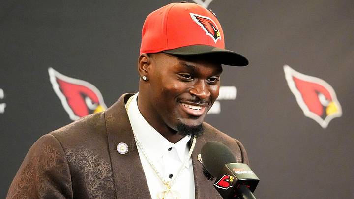 The Arizona Cardinals introduce their first-round draft pick running back Jeremiyah Love during a press conference at the Cardinals Dignity Health training facility on April 24, 2026, in Tempe, Ariz. The Arizona Cardinals introduce their first-round draft pick running back Jeremiyah Love during a press conference at the Cardinals Dignity Health training facility on April 24, 2026, in Tempe, Ariz.